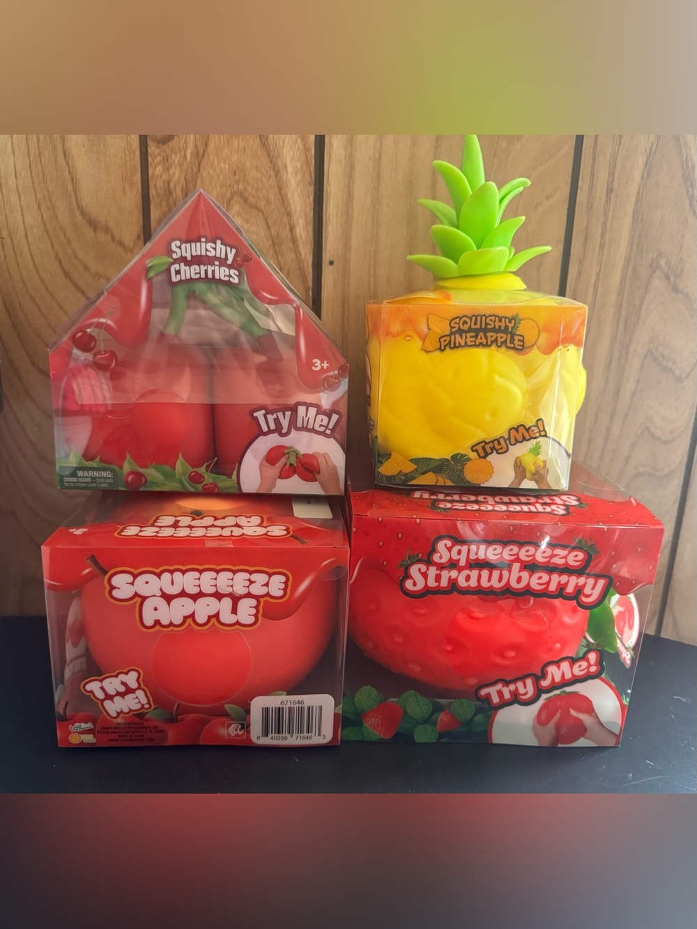 Squeeze Squishy Fruit Toy Bundle - Red & Yellow